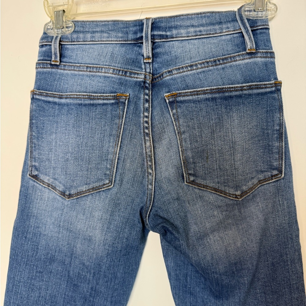 Frame Le High Straight Laskey Rips Distressed Denim Jeans Light Wash Size 23 - Picture 10 of 10